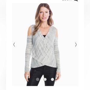 WHBM Cold Shoulder Lightweight Sweater Grey